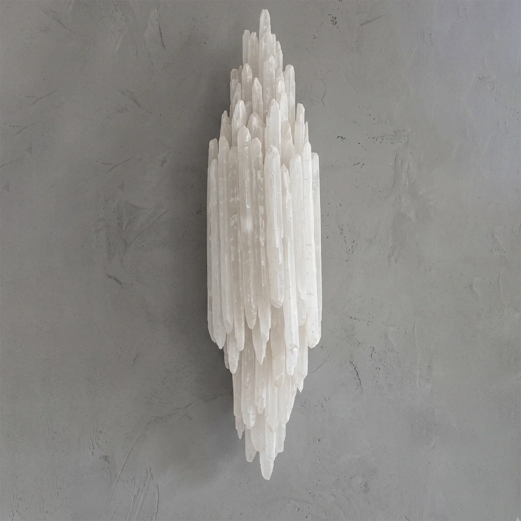 Sculptural Textured Selenite Wall Lamp | wildoxy