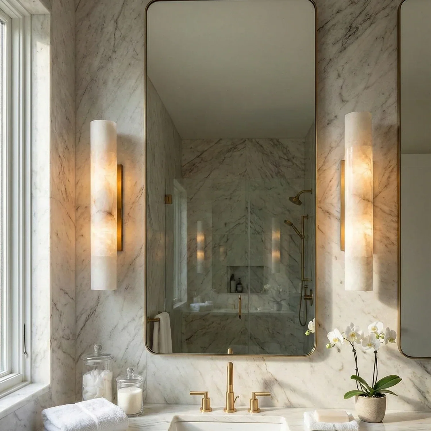 Selene Alabaster Column Sconce | wildoxy