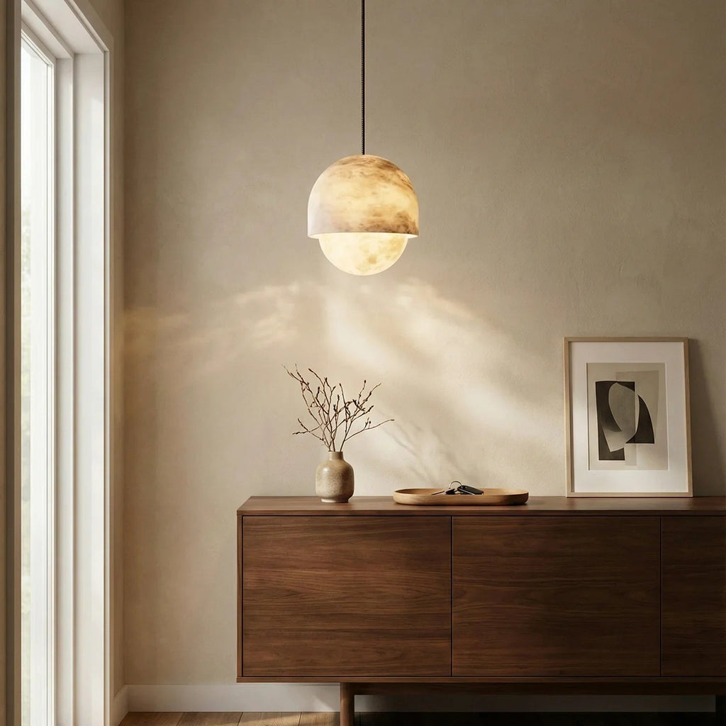 Semicircular Lunar Alabaster Pendant Light | wildoxy