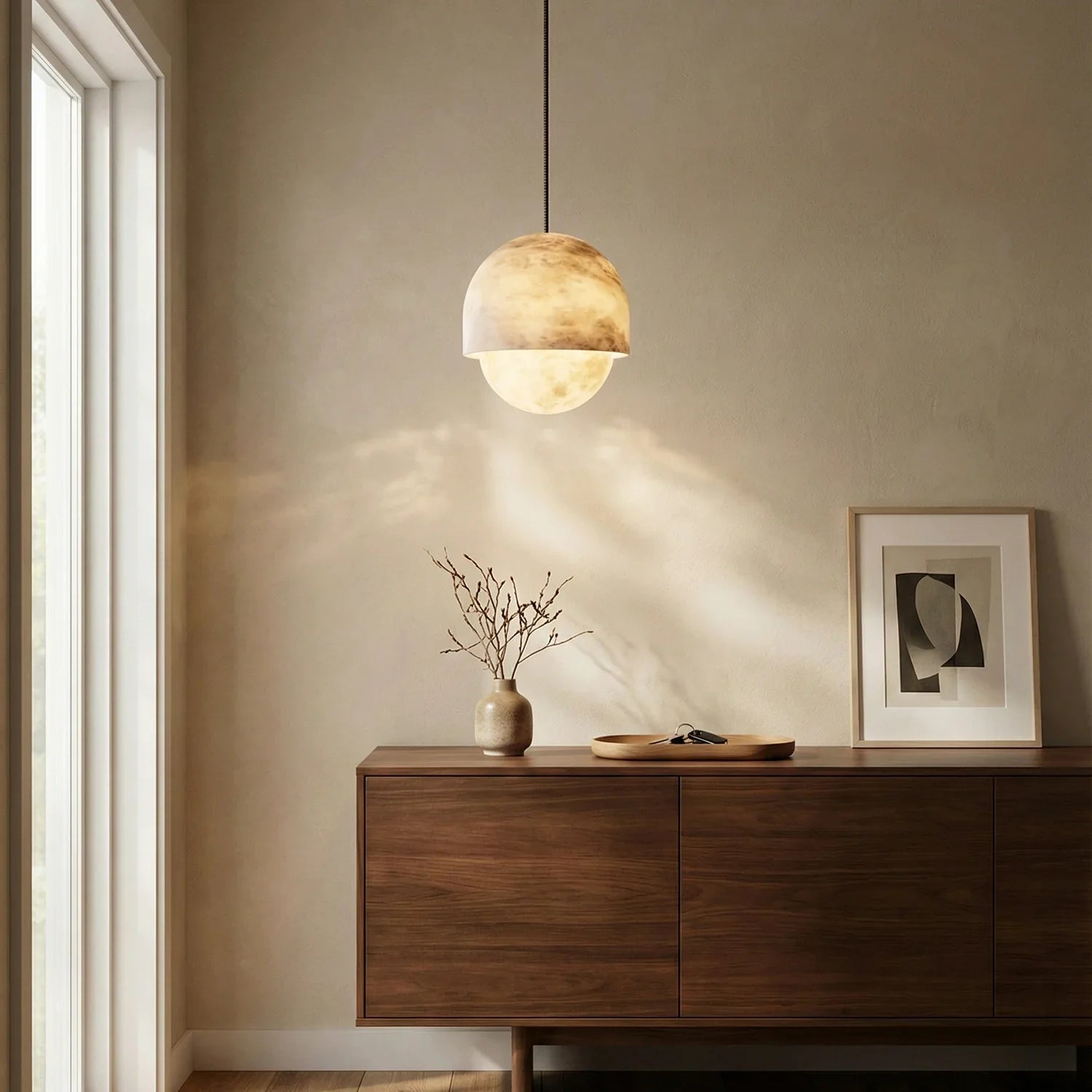 Semicircular Lunar Alabaster Pendant Light | wildoxy