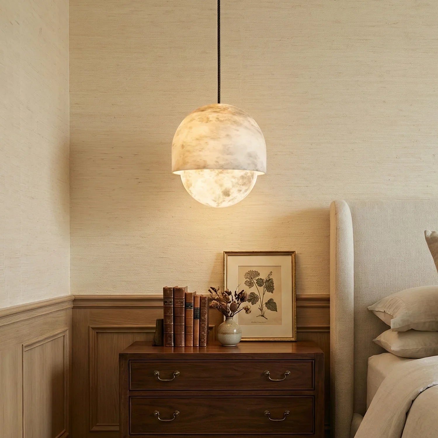 Semicircular Lunar Alabaster Pendant Light | wildoxy