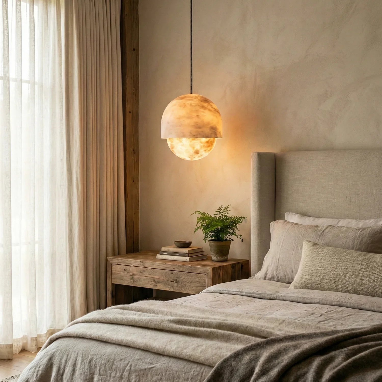 Semicircular Lunar Alabaster Pendant Light | wildoxy