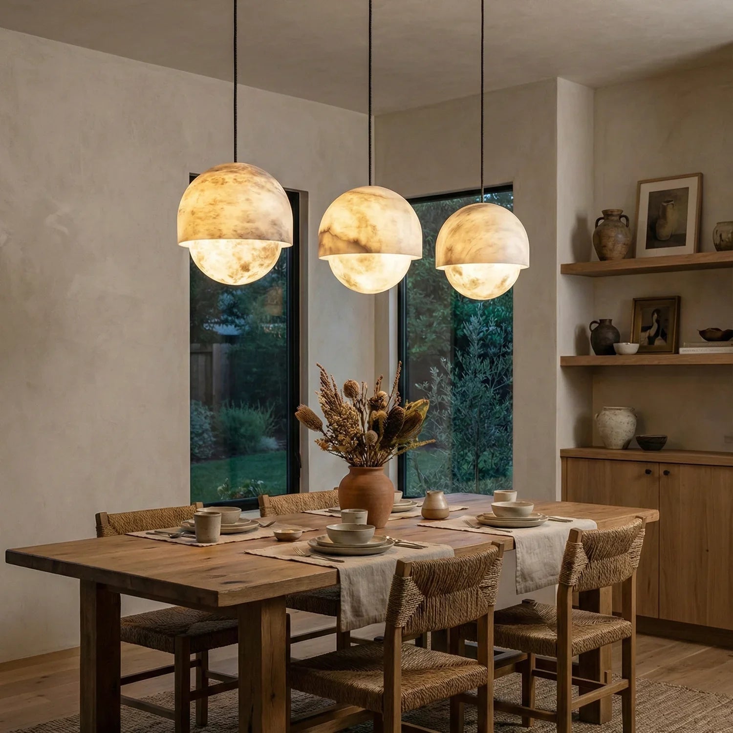 Semicircular Lunar Alabaster Pendant Light | wildoxy