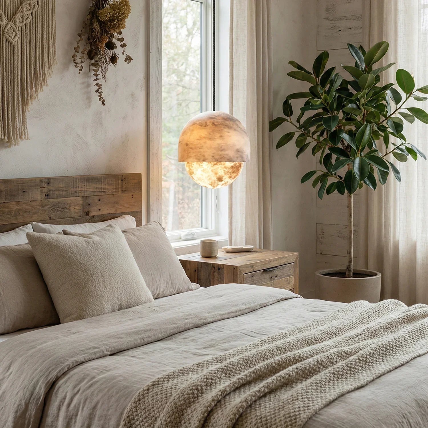 Semicircular Lunar Alabaster Pendant Light | wildoxy