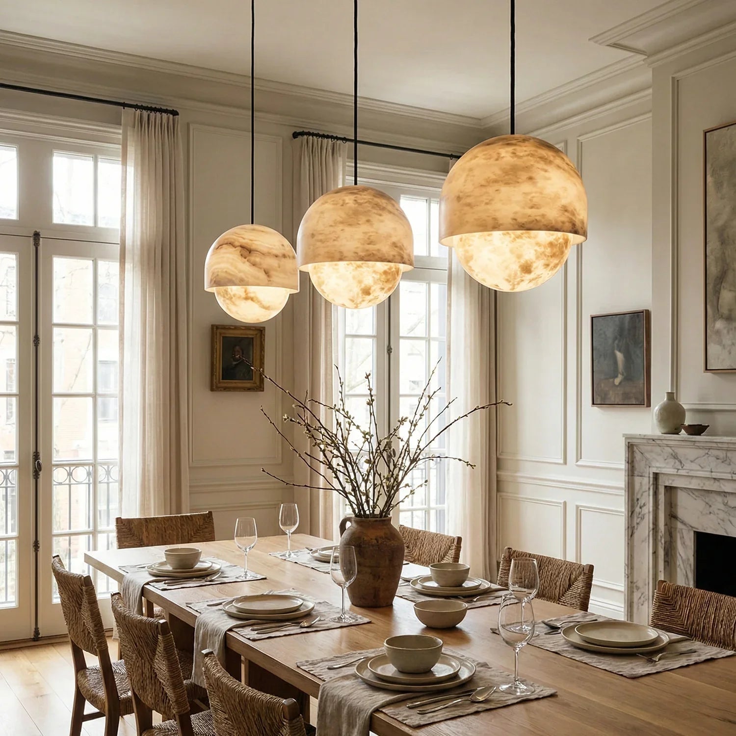 Semicircular Lunar Alabaster Pendant Light | wildoxy