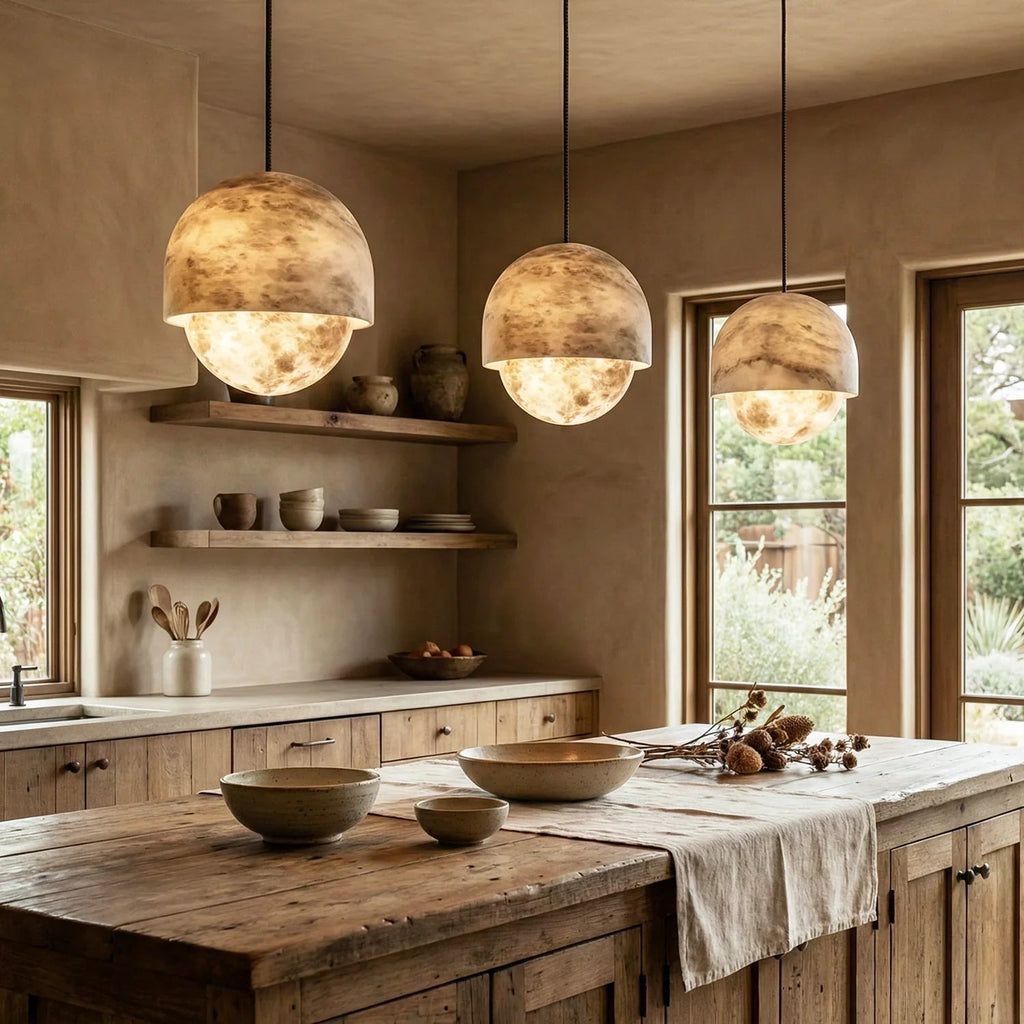 Semicircular Lunar Alabaster Pendant Light | wildoxy