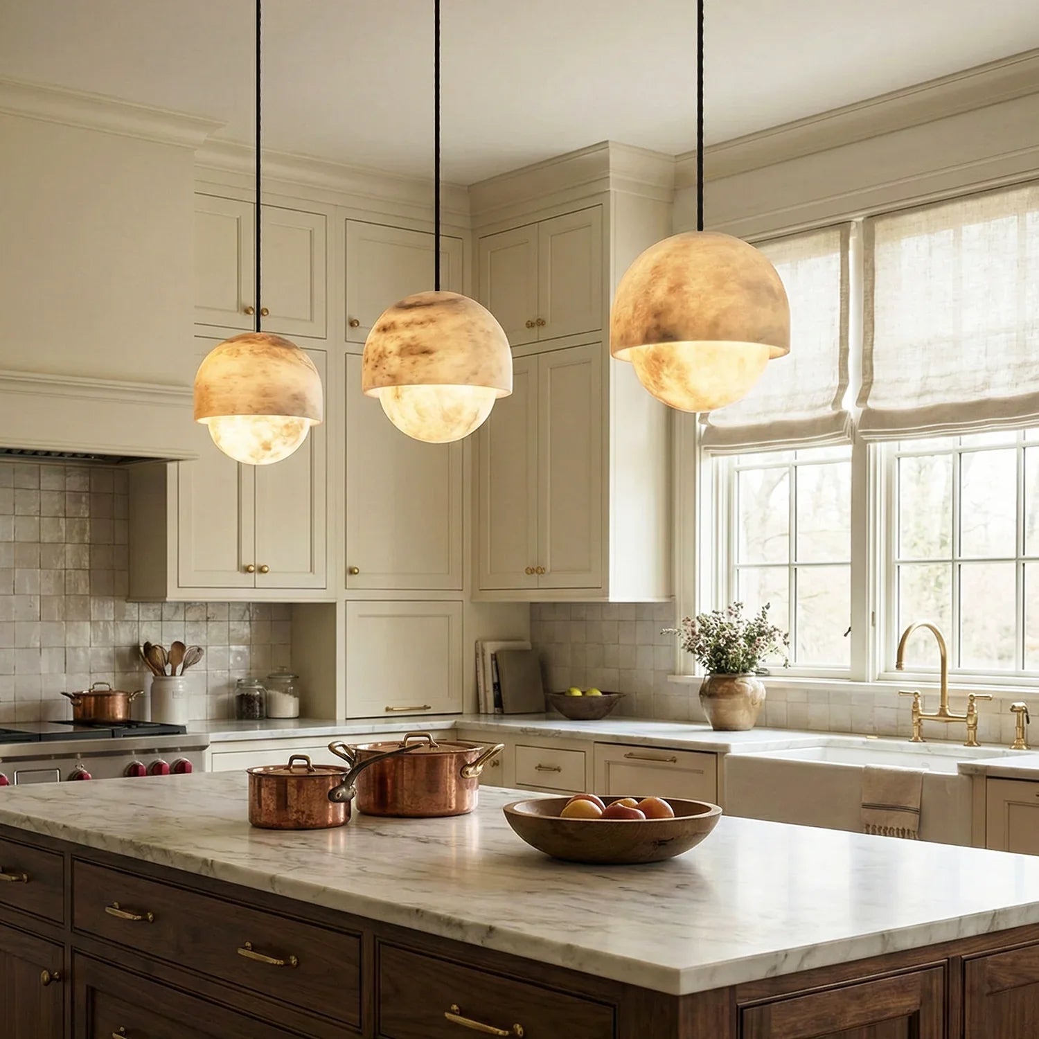 Semicircular Lunar Alabaster Pendant Light | wildoxy