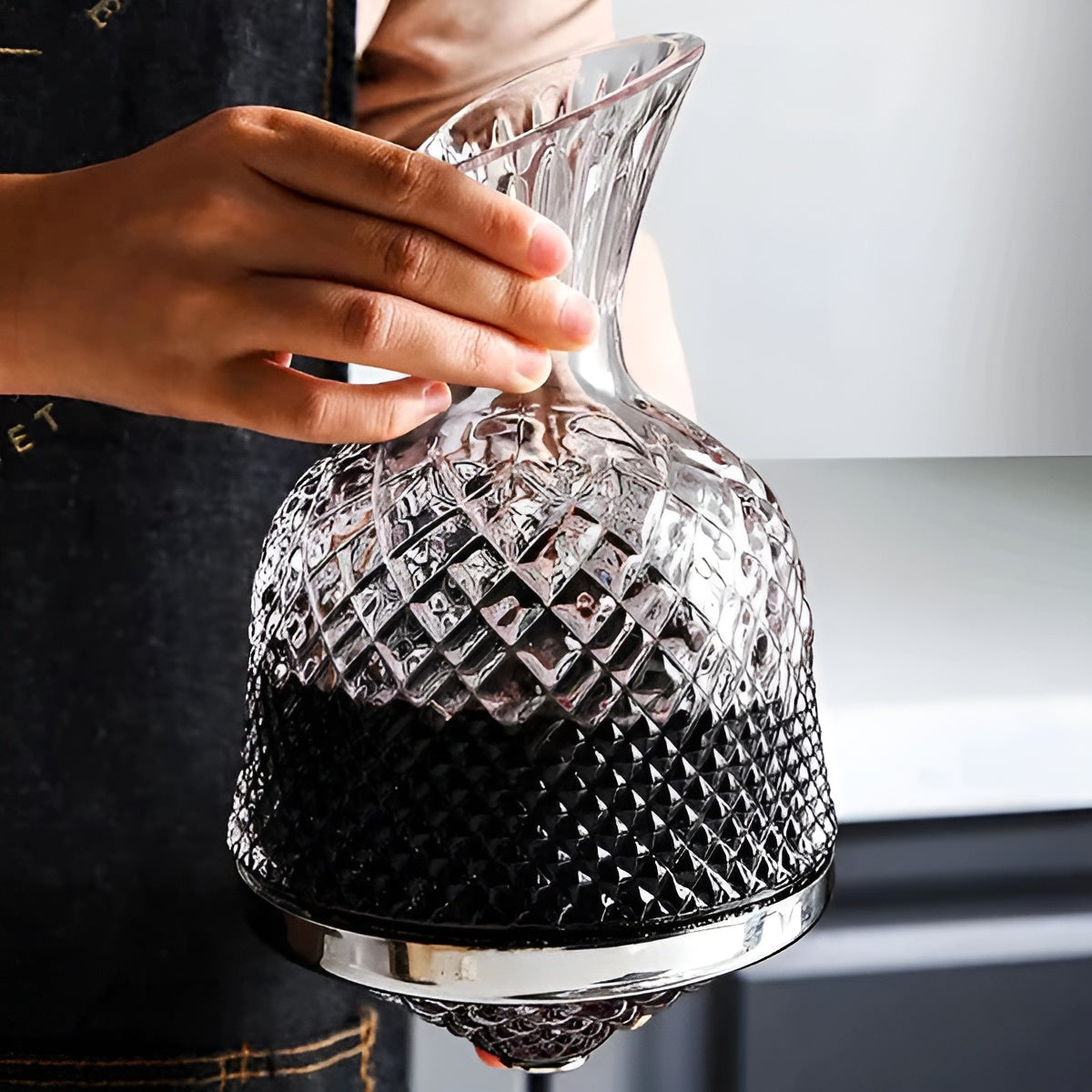 Wijnkaraf van kristalglas, 1500ml, draaibare voet van 360°