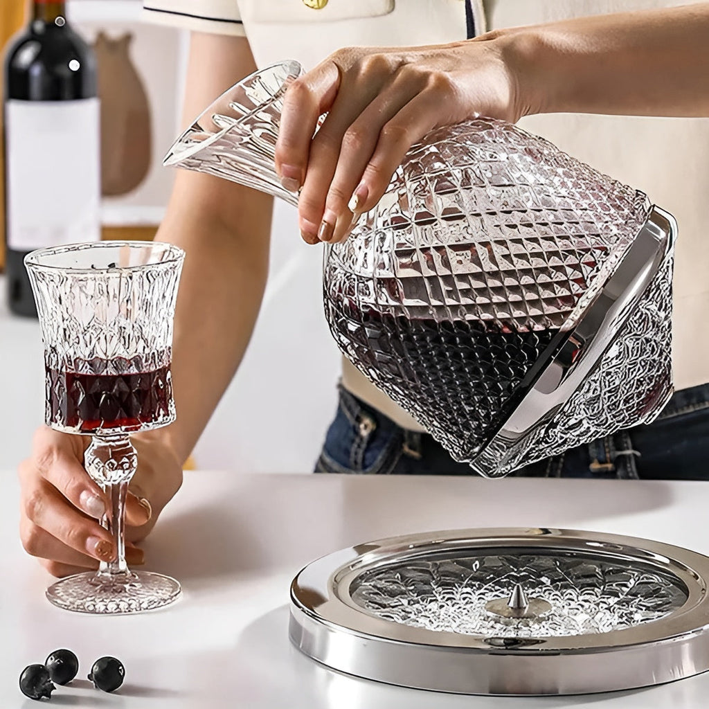 Wijnkaraf van kristalglas, 1500ml, draaibare voet van 360°