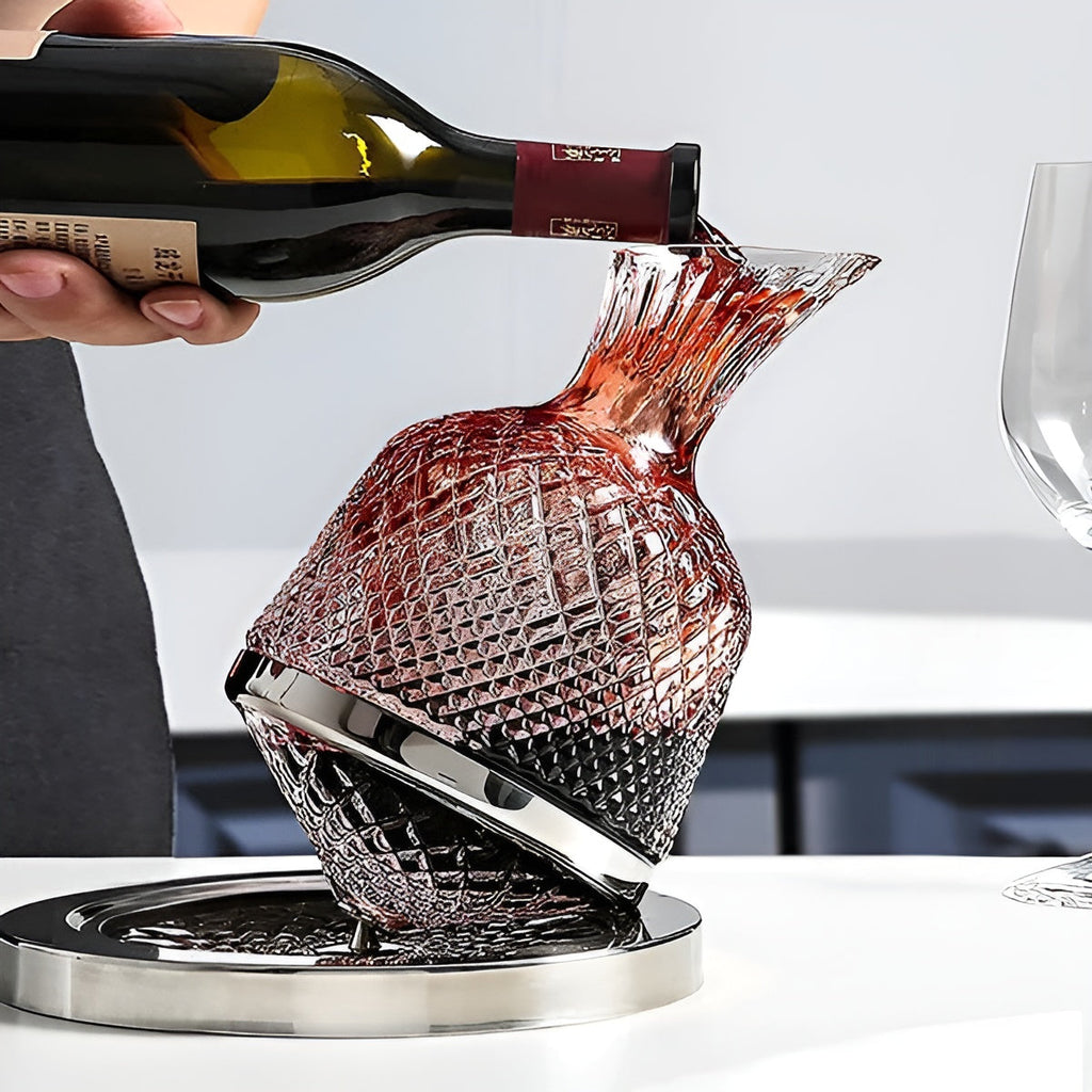 Wijnkaraf van kristalglas, 1500ml, draaibare voet van 360°