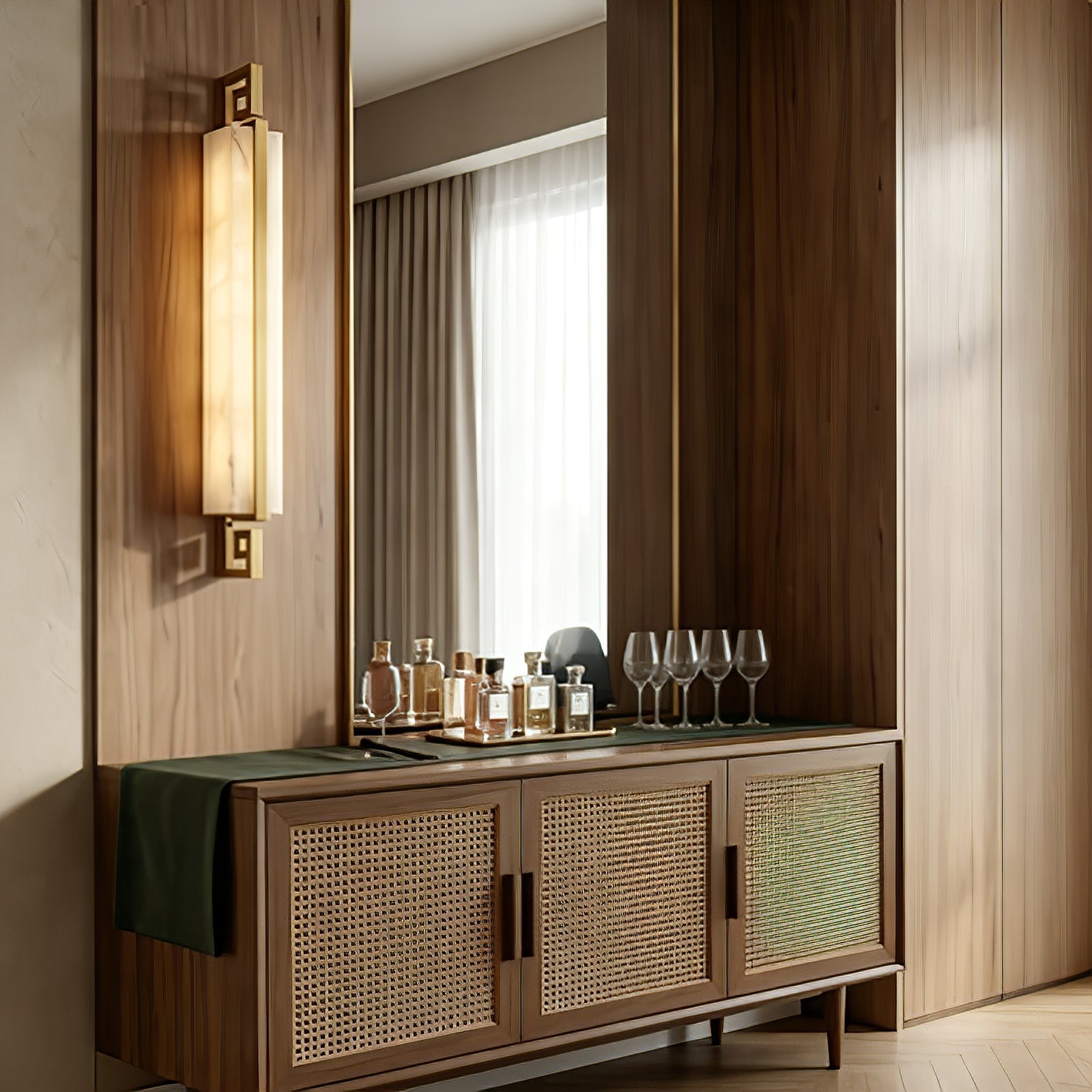 Sleek Alabaster Brass Wall Light | wildoxy