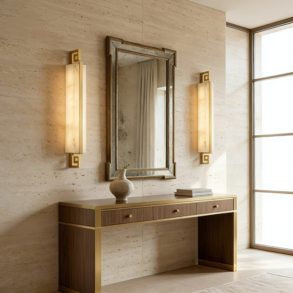 Sleek Alabaster Brass Wall Light | wildoxy