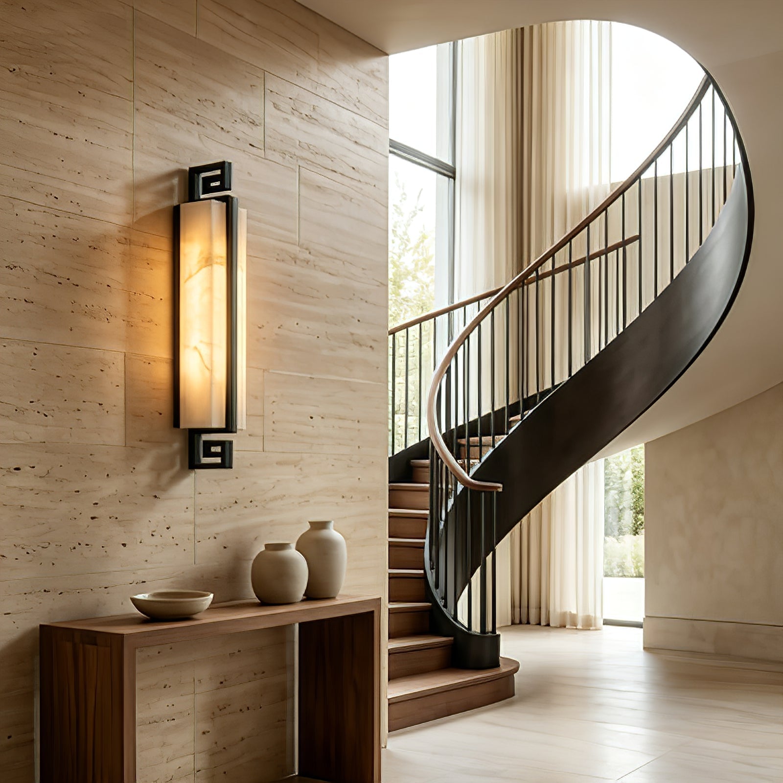 Sleek Alabaster Brass Wall Light | wildoxy