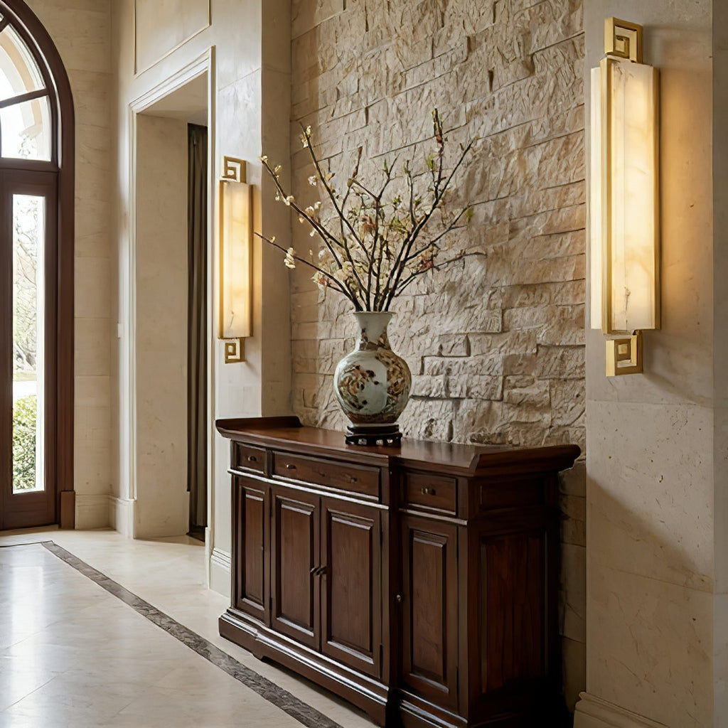 Sleek Alabaster Brass Wall Light | wildoxy