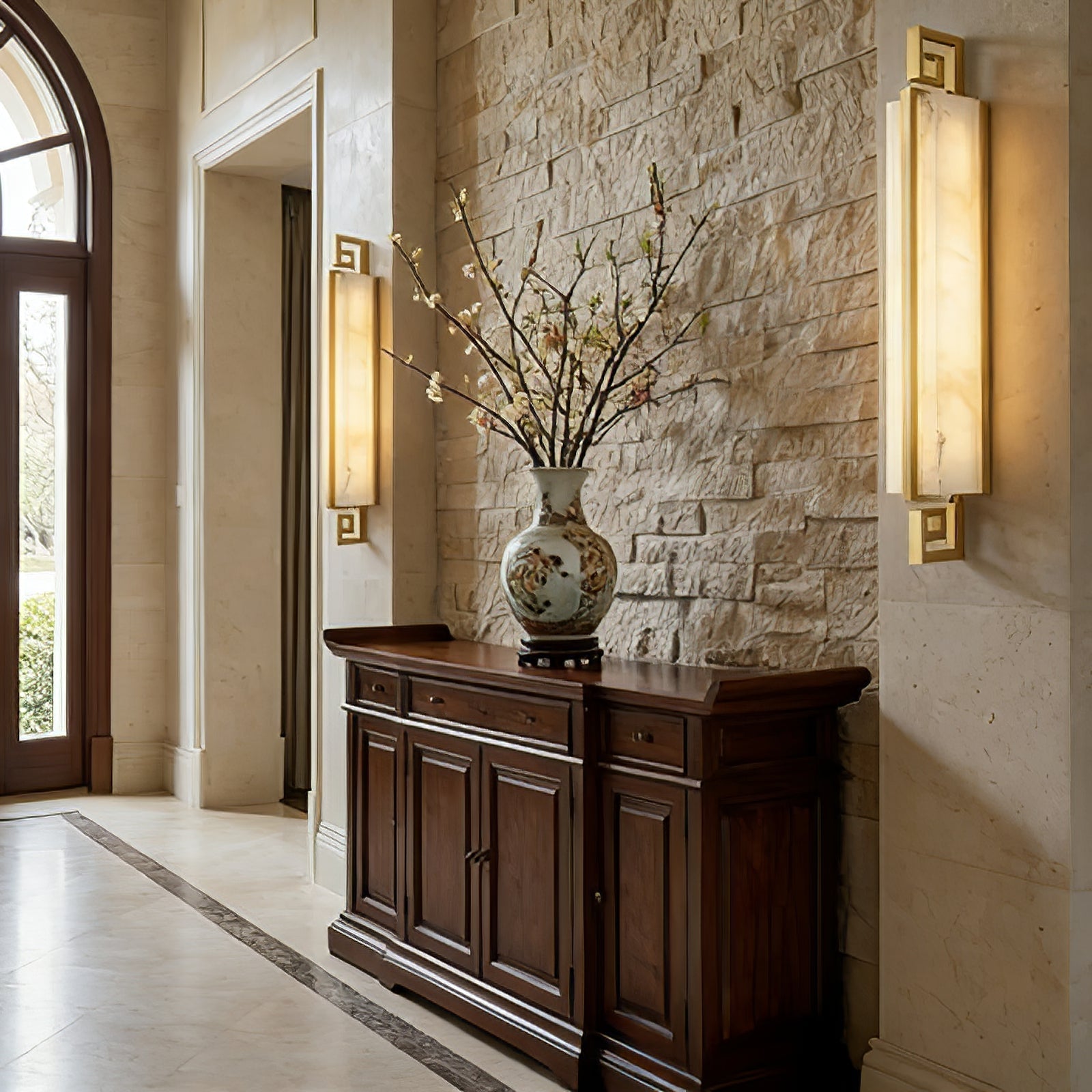 Sleek Alabaster Brass Wall Light | wildoxy