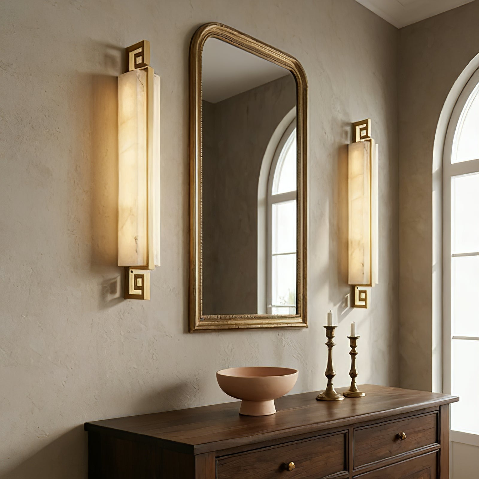 Sleek Alabaster Brass Wall Light | wildoxy