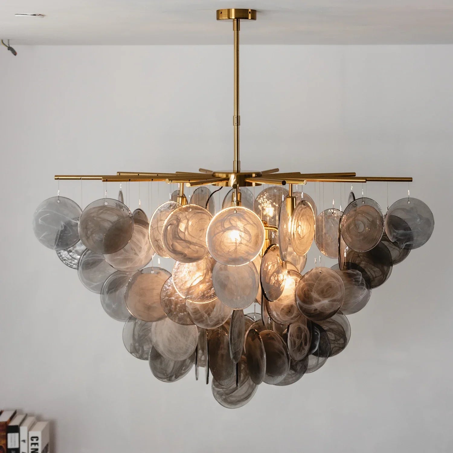 Smoke Glass Disc Tiered Sputnik Chandelier | wildoxy