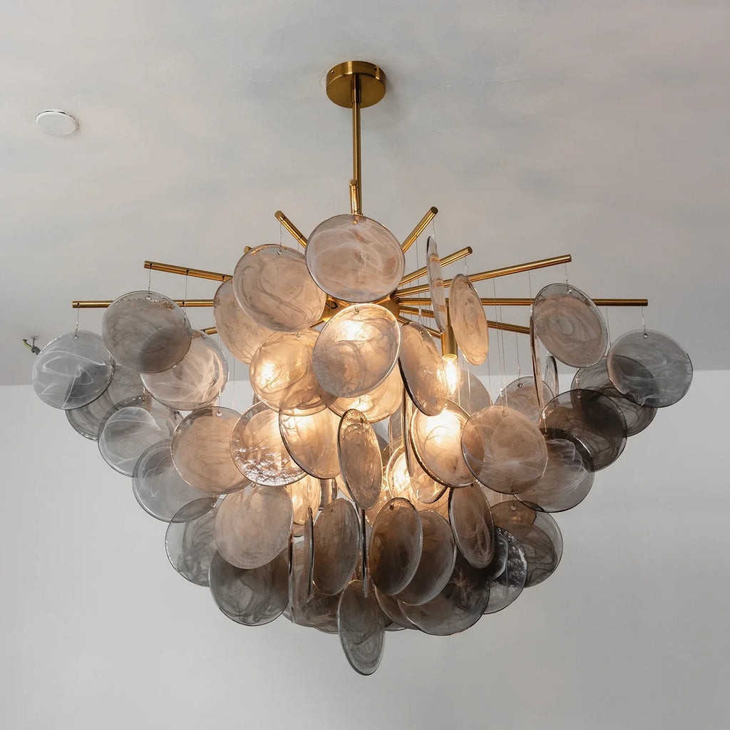 Smoke Glass Disc Tiered Sputnik Chandelier | wildoxy