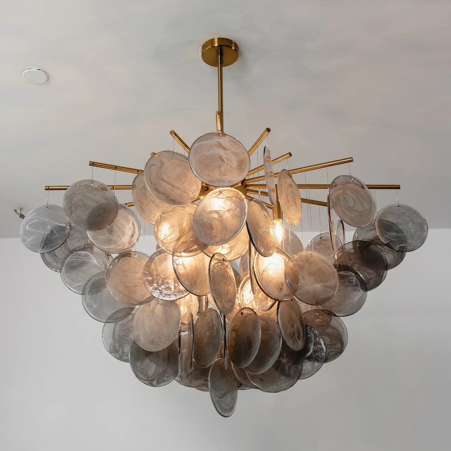 Smoke Glass Disc Tiered Sputnik Chandelier | wildoxy