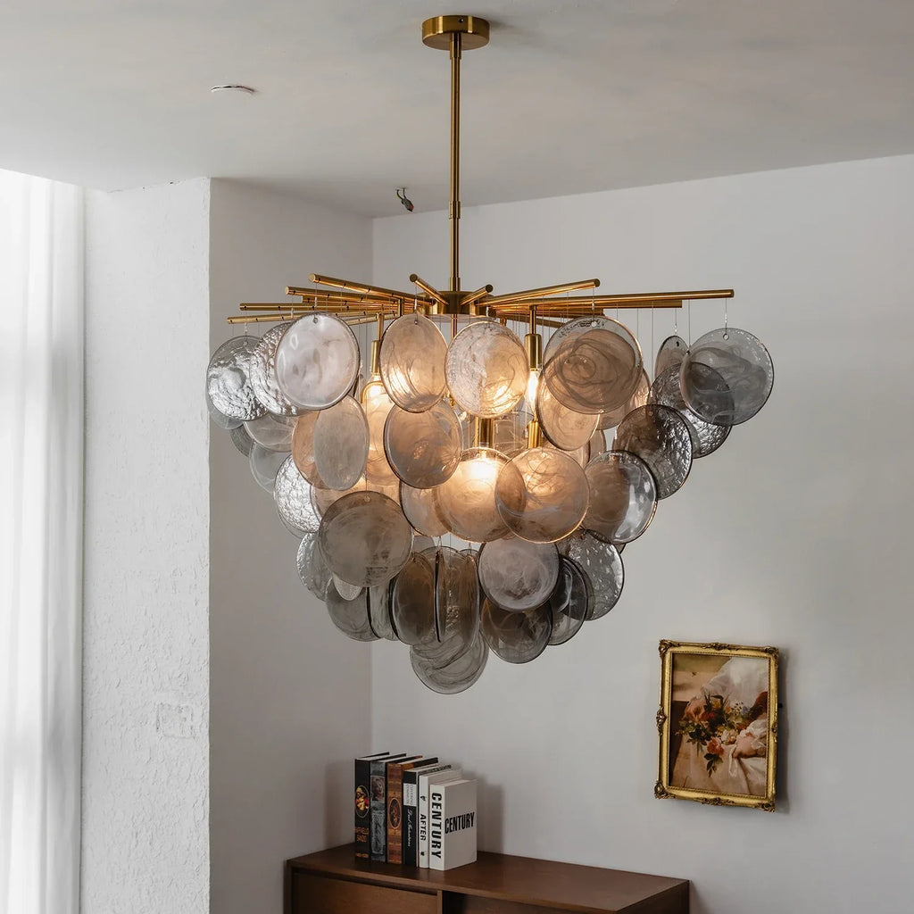 Smoke Glass Disc Tiered Sputnik Chandelier | wildoxy