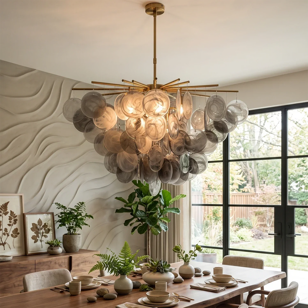 Smoke Glass Disc Tiered Sputnik Chandelier | wildoxy