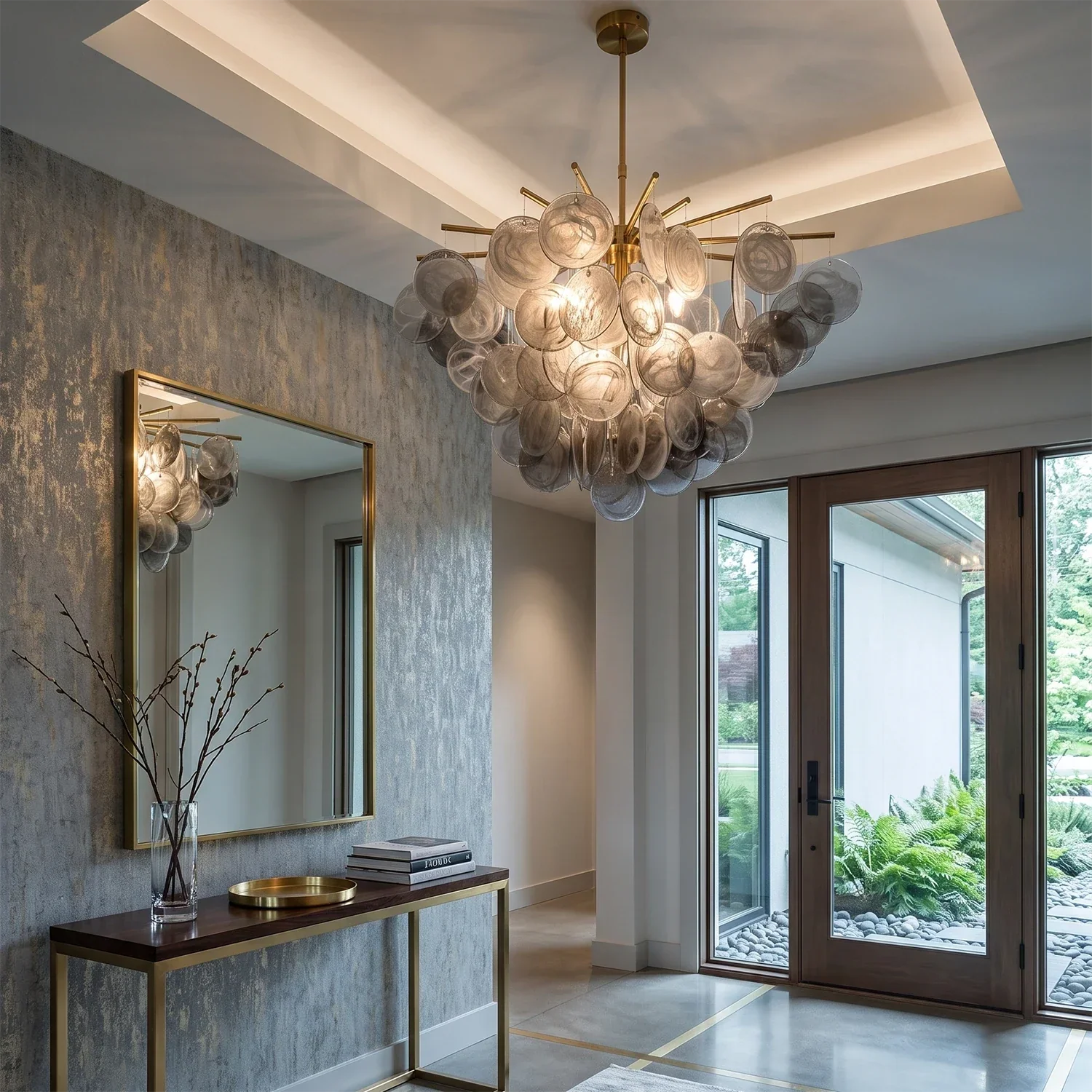 Smoke Glass Disc Tiered Sputnik Chandelier | wildoxy