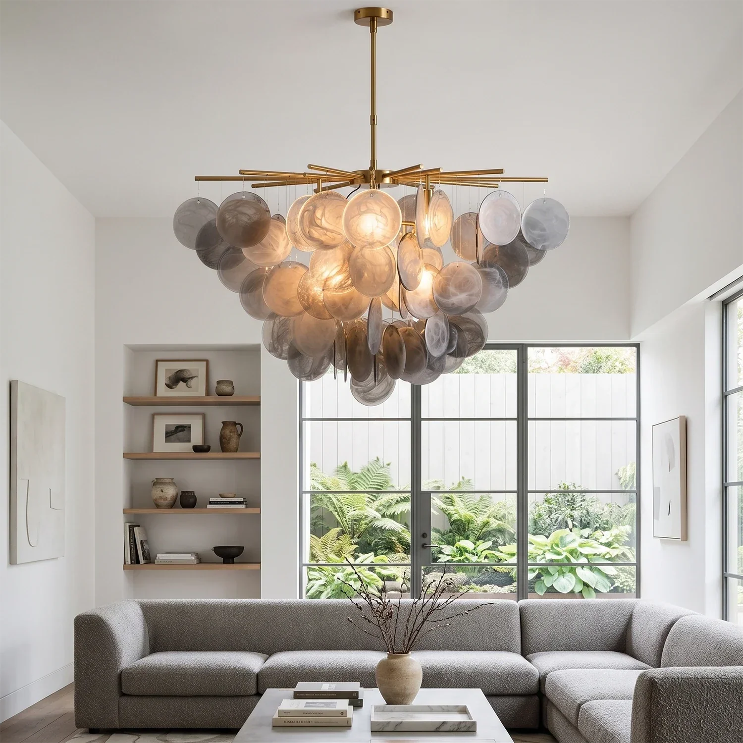 Smoke Glass Disc Tiered Sputnik Chandelier | wildoxy