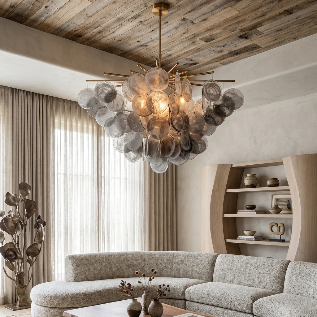 Smoke Glass Disc Tiered Sputnik Chandelier | wildoxy