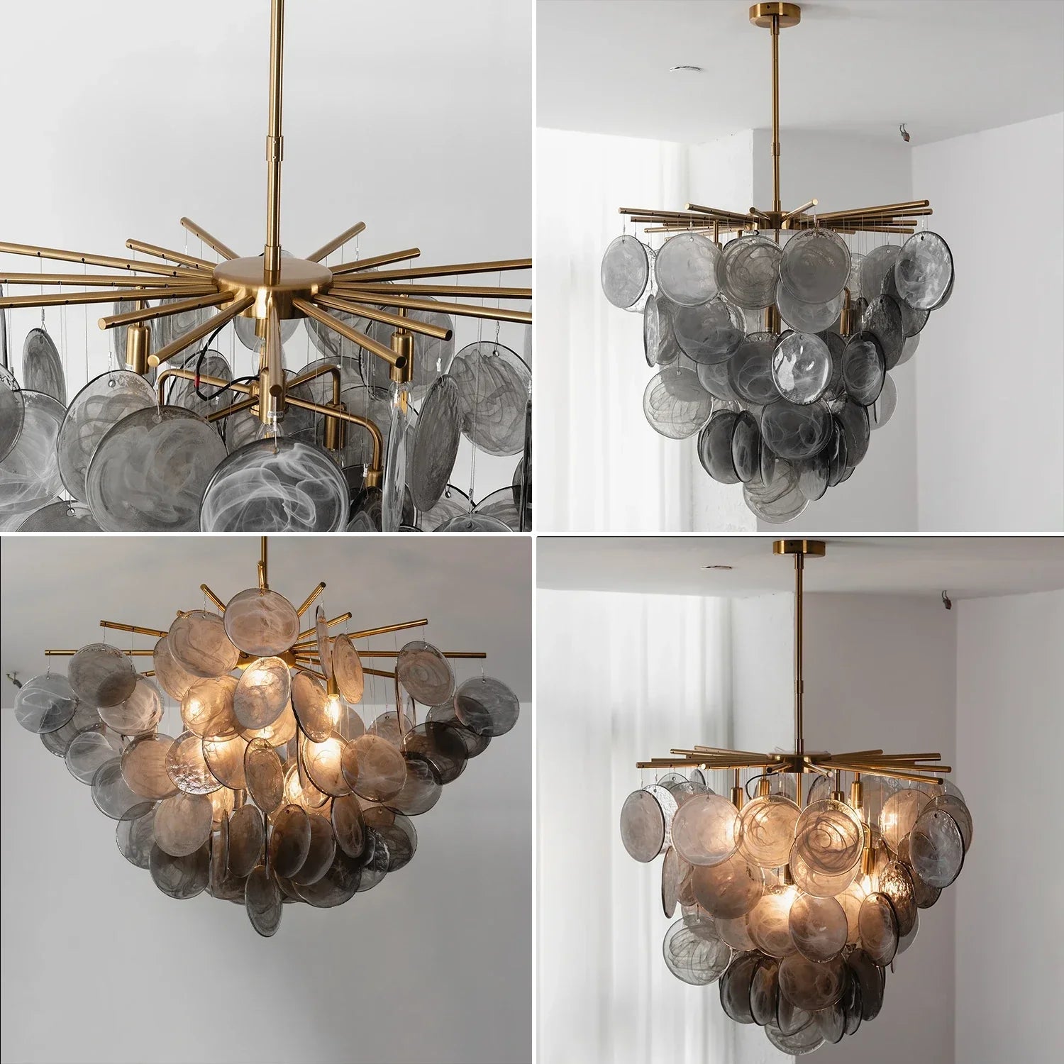 Smoke Glass Disc Tiered Sputnik Chandelier | wildoxy