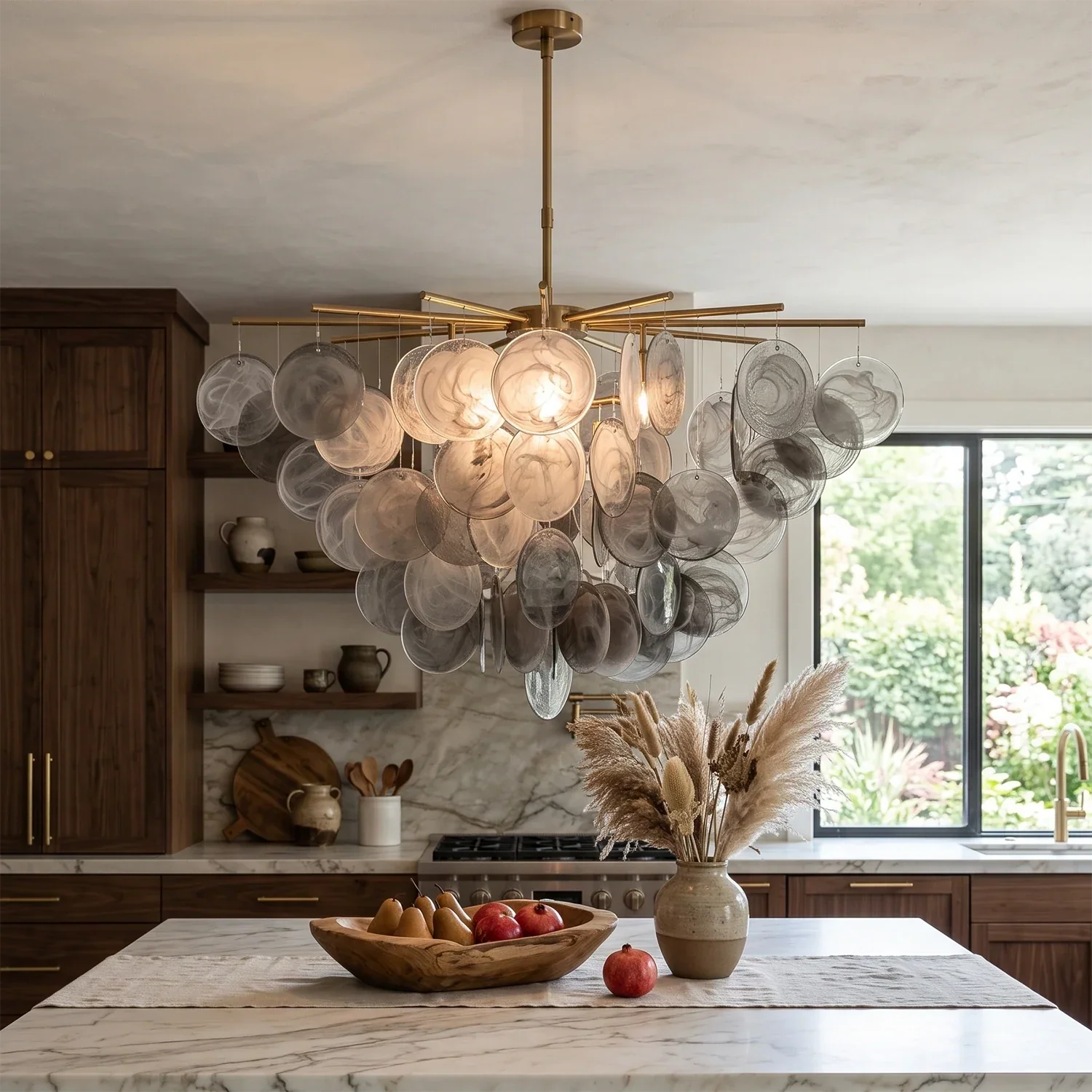 Smoke Glass Disc Tiered Sputnik Chandelier | wildoxy