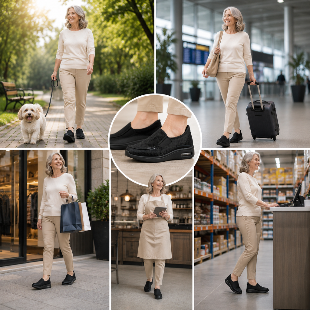 Diabetikerschuhe mit weiter Passform zum Hineinschlüpfen — Einlegesohle aus Memory-Schaum
