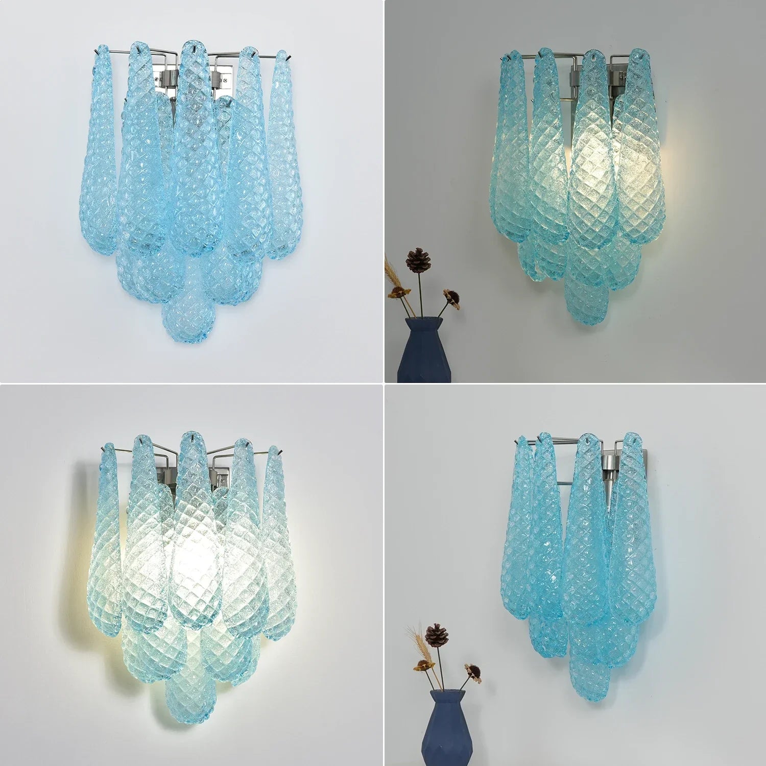Solaine Quilted Glass Teardrop Wall Sconce | wildoxy