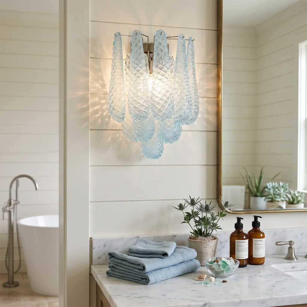 Solaine Quilted Glass Teardrop Wall Sconce | wildoxy