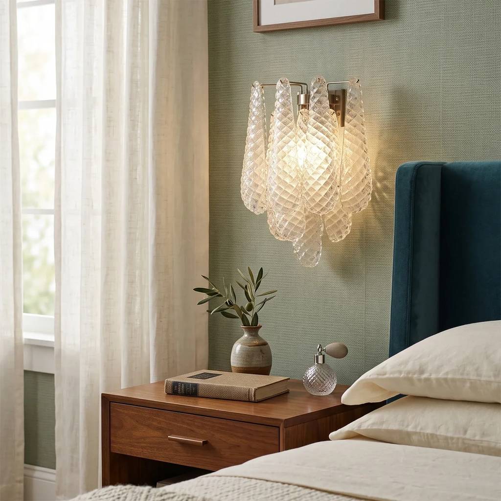 Solaine Quilted Glass Teardrop Wall Sconce | wildoxy