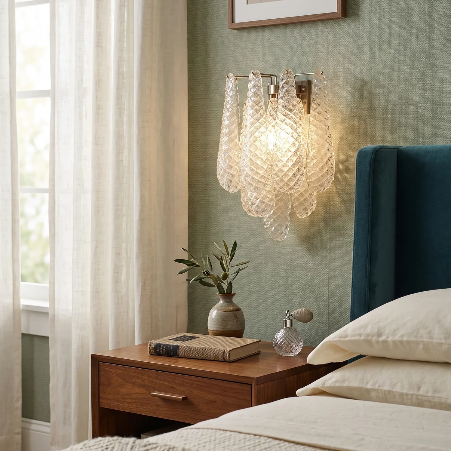 Solaine Quilted Glass Teardrop Wall Sconce | wildoxy