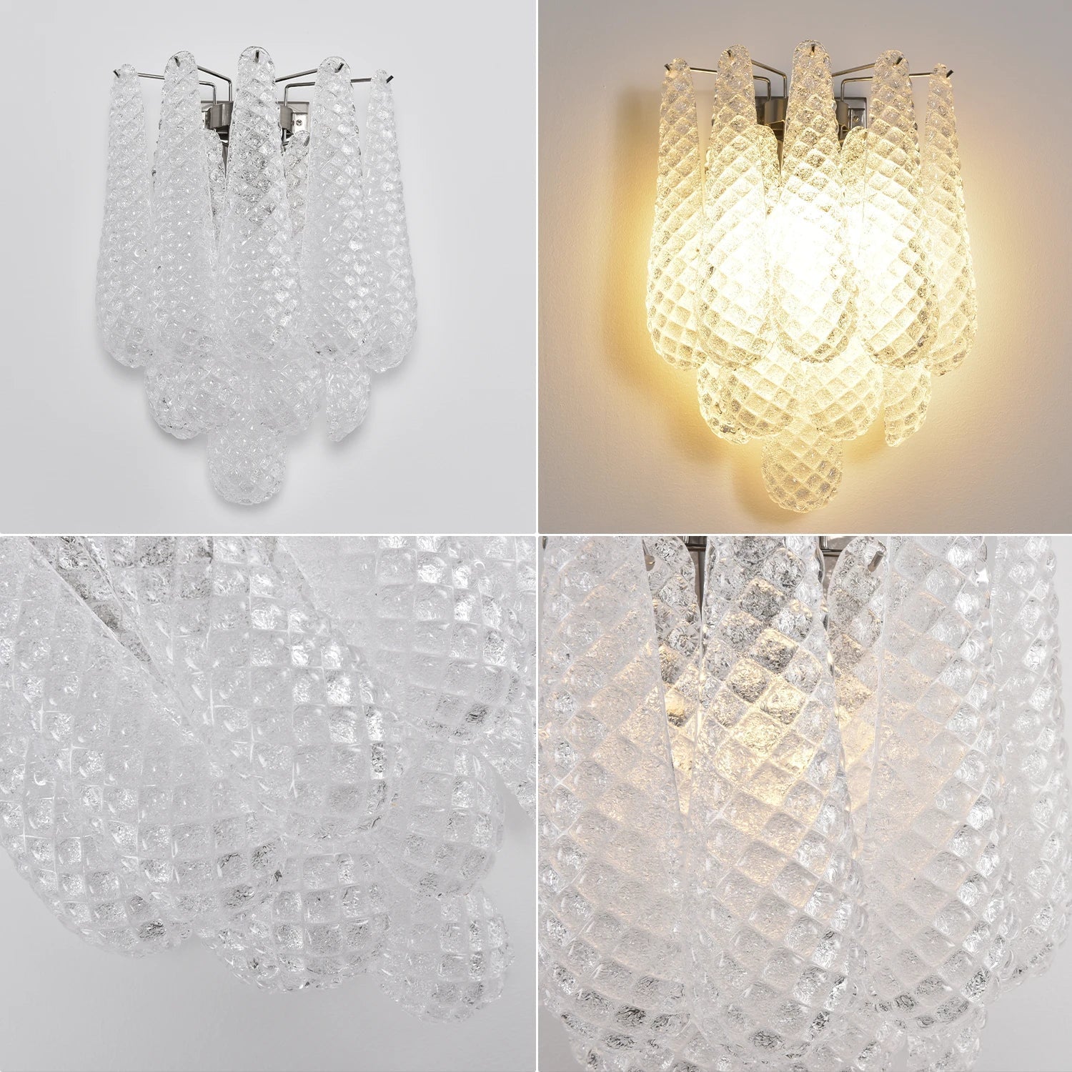 Solaine Quilted Glass Teardrop Wall Sconce | wildoxy
