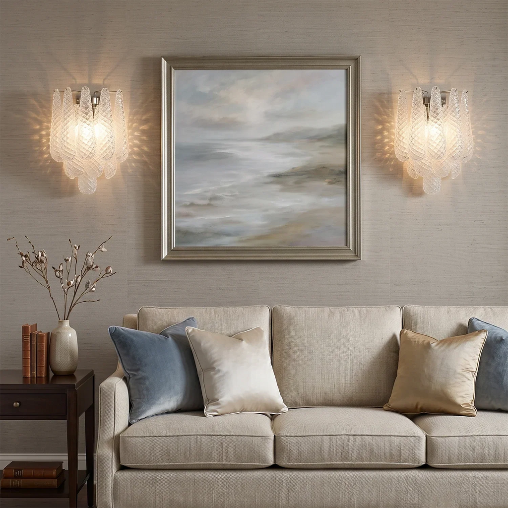 Solaine Quilted Glass Teardrop Wall Sconce | wildoxy