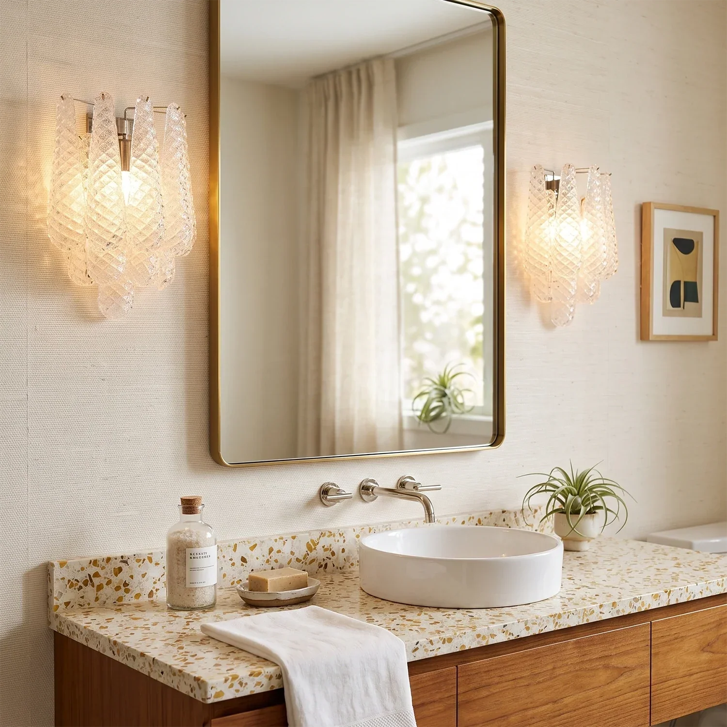 Solaine Quilted Glass Teardrop Wall Sconce | wildoxy