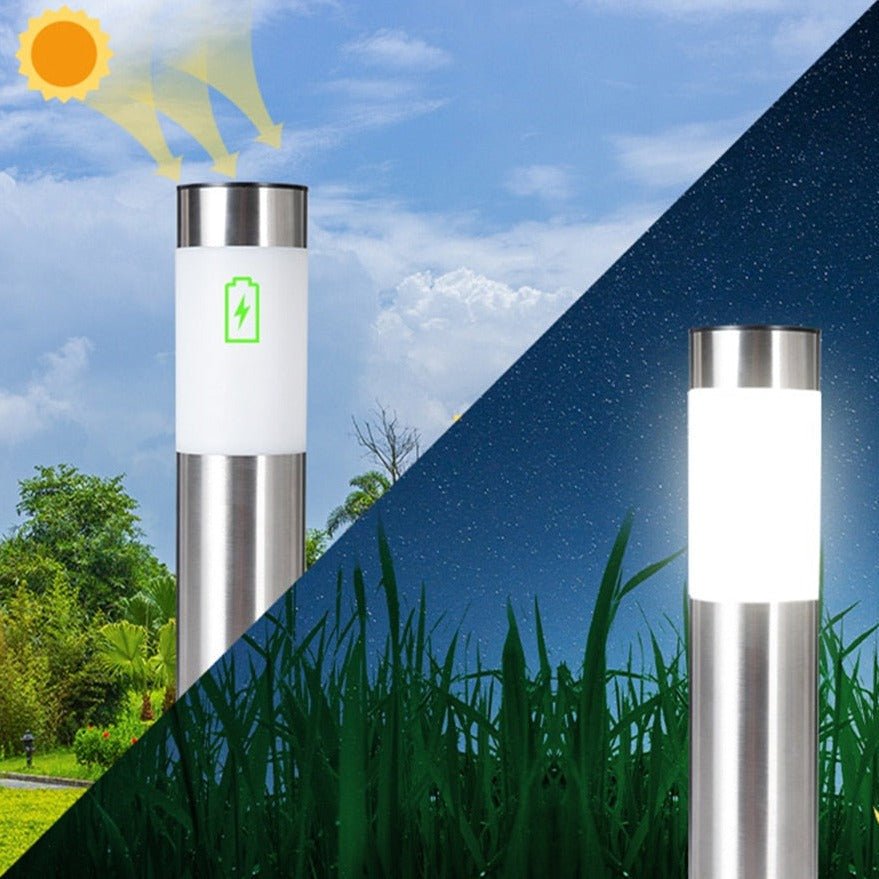 Balise solaire pour allée — acier inoxydable de 42 cm, IP65, capteur
