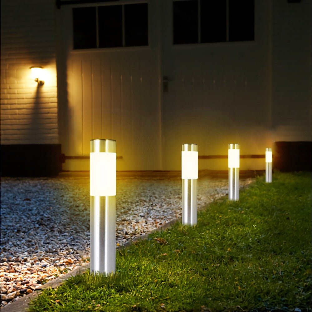 Balise solaire pour allée — acier inoxydable de 42 cm, IP65, capteur