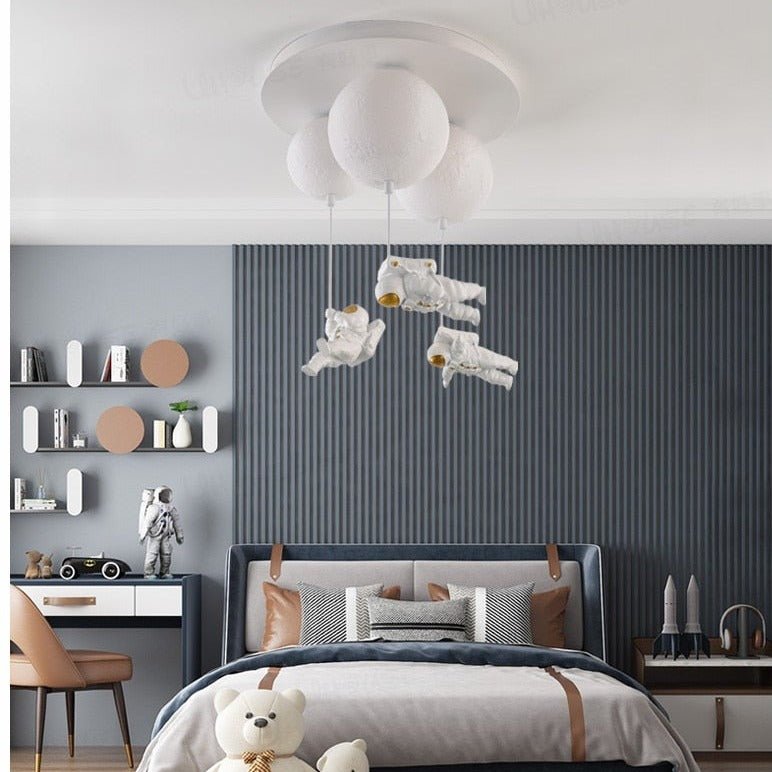 LunaBound Moon Pendant Light — Astronaut Design Night Lamp