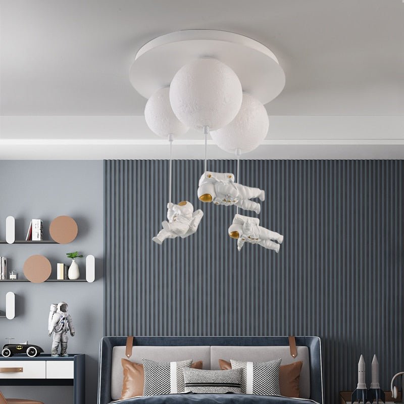 LunaBound Moon Pendant Light — Astronaut Design Night Lamp