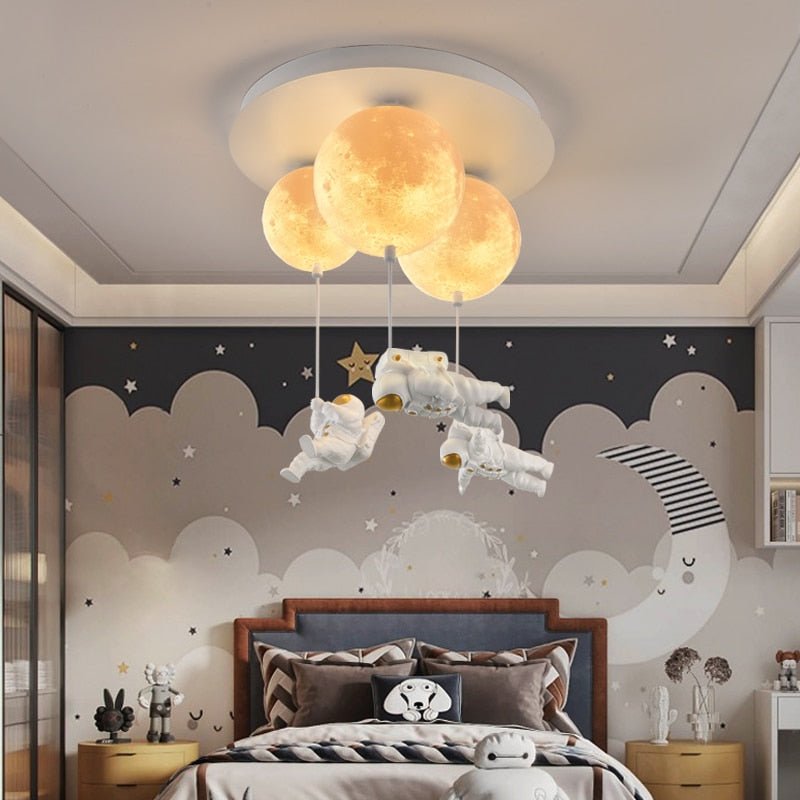 LunaBound Moon Pendant Light — Astronaut Design Night Lamp