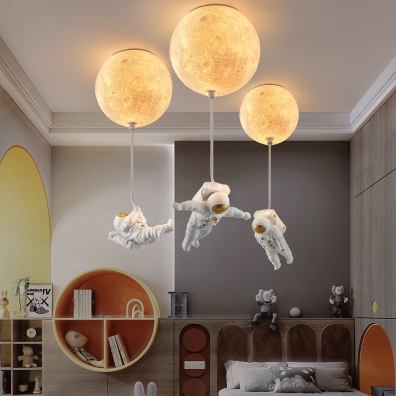 LunaBound Moon Pendant Light — Astronaut Design Night Lamp