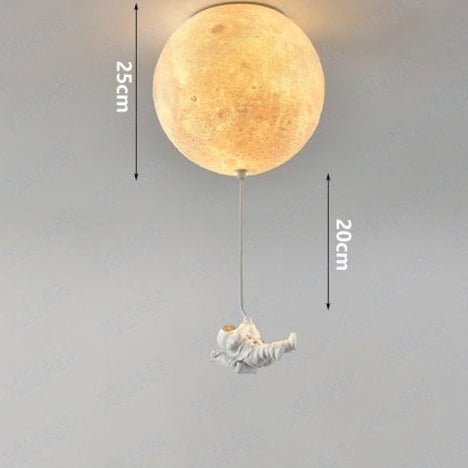 LunaBound Moon Pendant Light — Astronaut Design Night Lamp