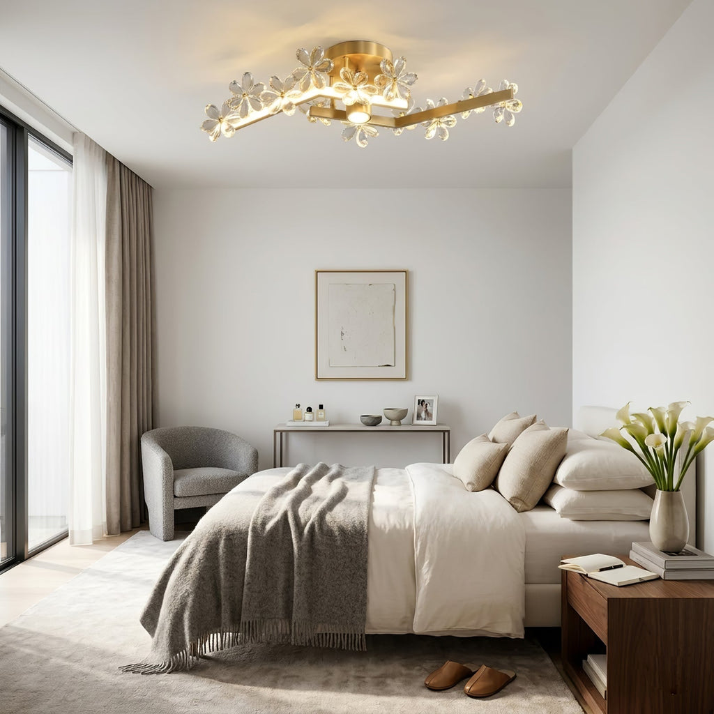 Sparkling Crystal Plum Blossom Ceiling Light | wildoxy