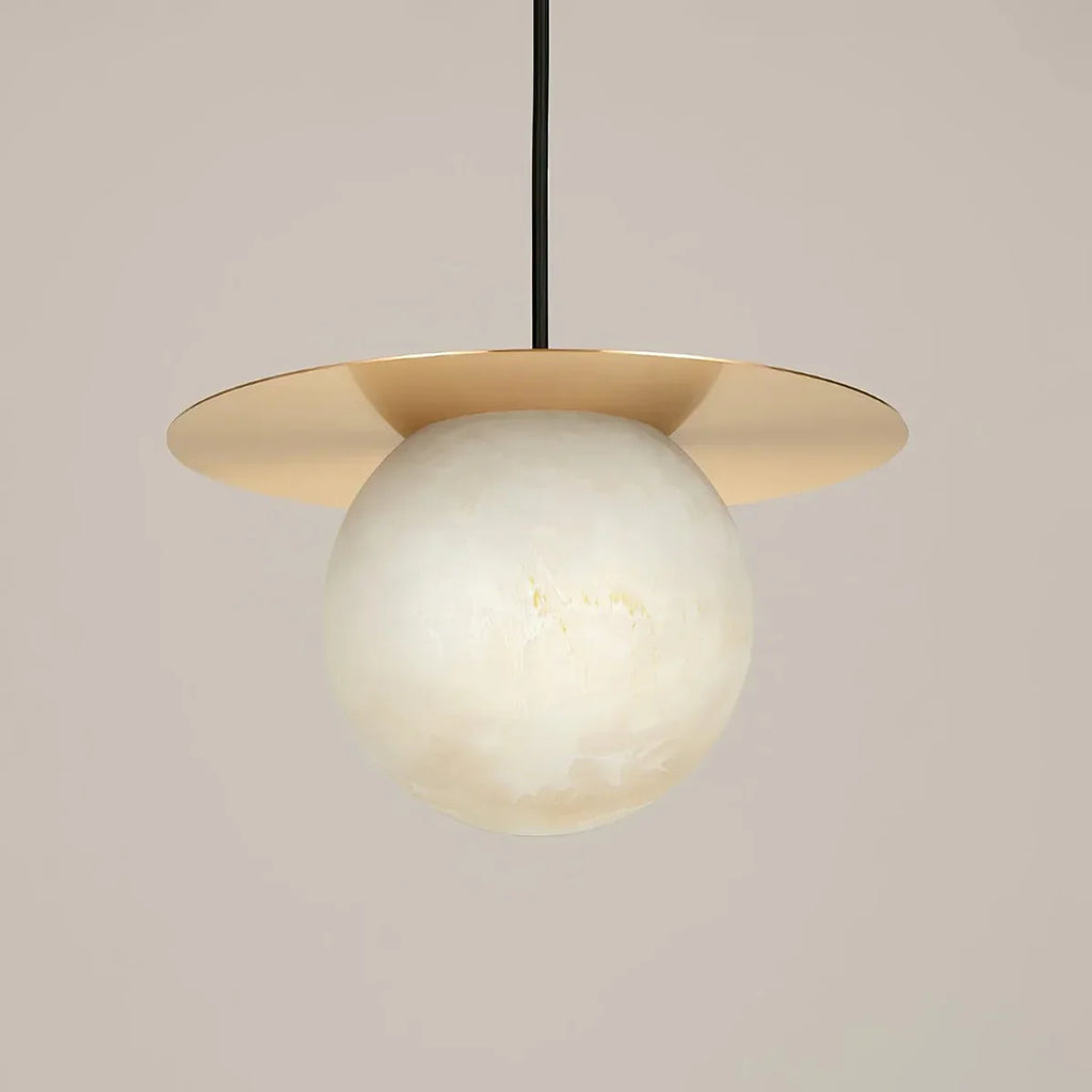Spherical Alabaster Borra Disc Pendant Light | wildoxy