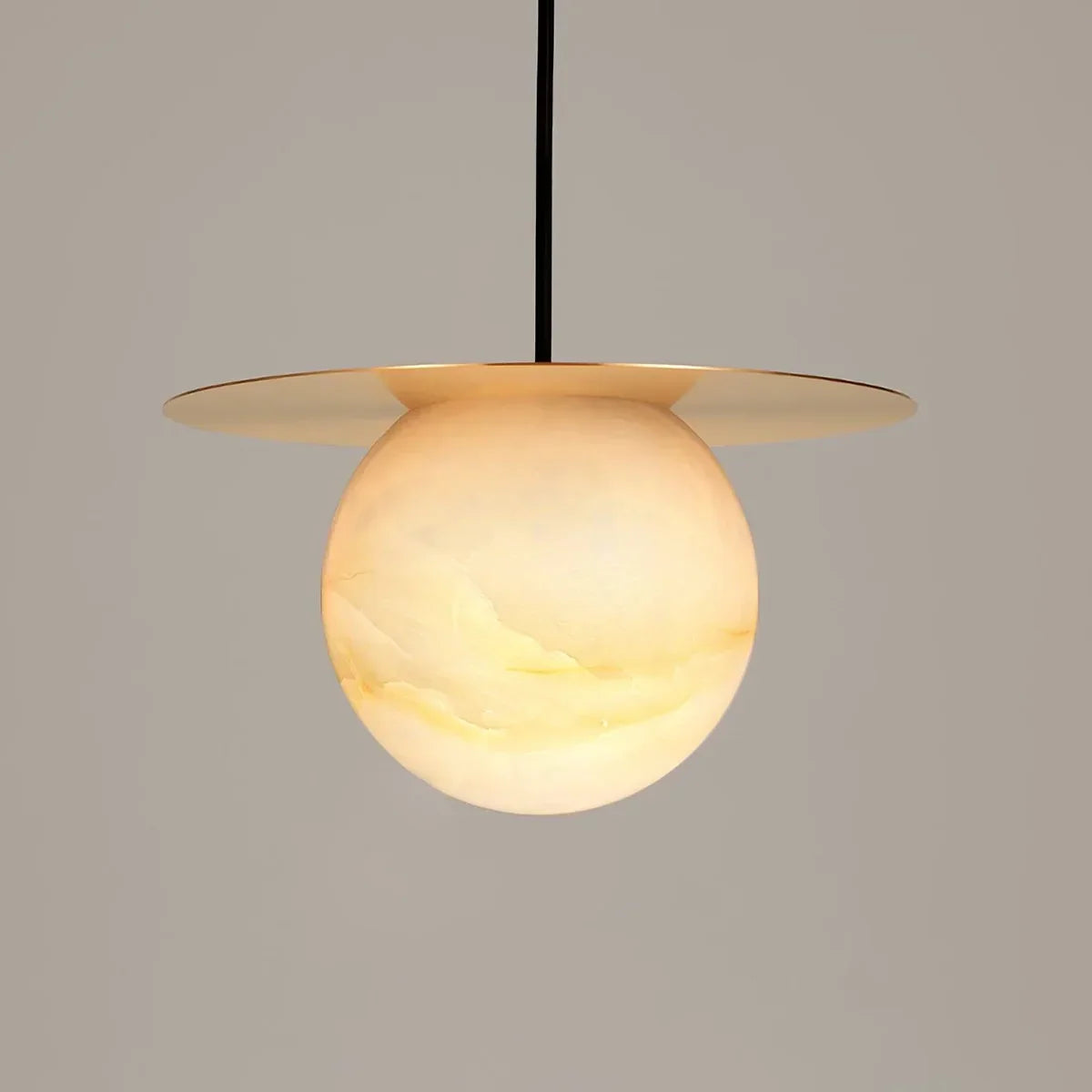 Spherical Alabaster Borra Disc Pendant Light | wildoxy