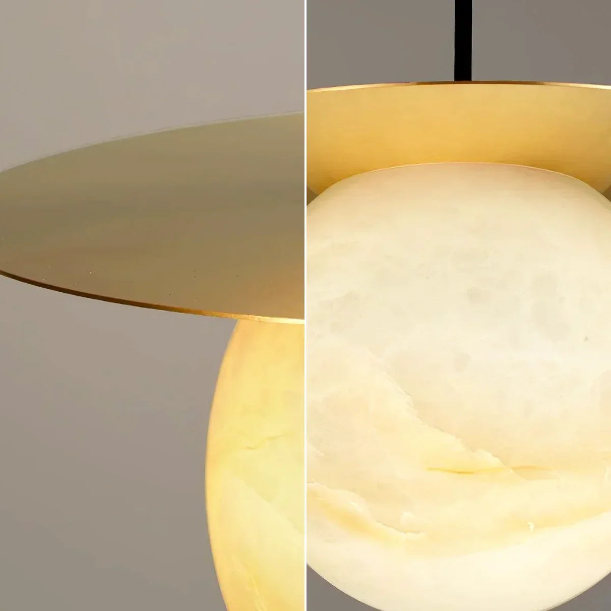 Spherical Alabaster Borra Disc Pendant Light | wildoxy