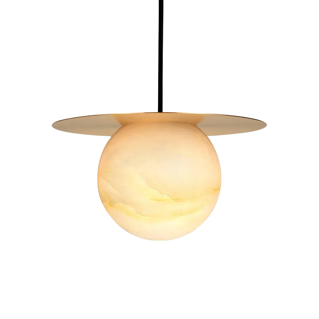 Spherical Alabaster Borra Disc Pendant Light | wildoxy